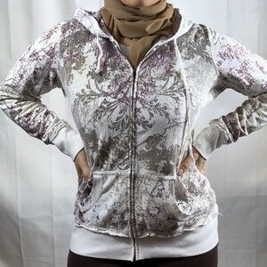 Maurices Long Sleeve Floral Hooded Zip Up Jacket 
Size XL